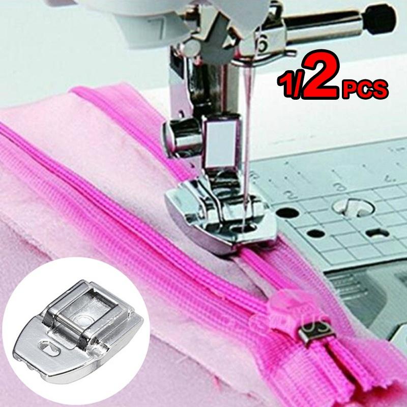 1/2PCS Unsichtbare Verdeckte Reißverschluss Nähfuß Füße Ersatz für Brother Singer Janome Nähmaschine Teile 1PC