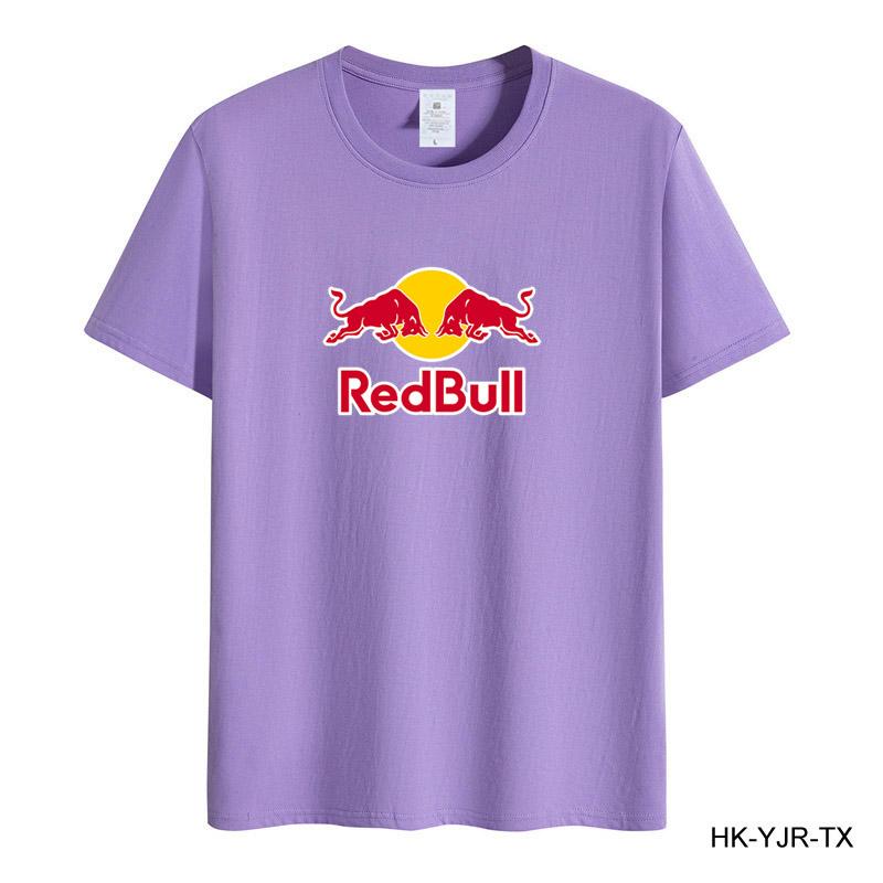 Red Bull Sommer Herren T-Shirt Hohe Qualität Baumwolle Kurzarm Druck T-Shirt Damen T-Shirt Mode Sportshirt Lässiges Jogging Top L violett