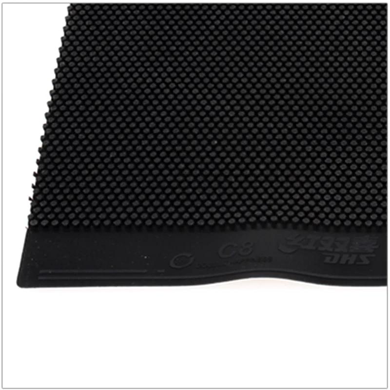 Original DHS C8 Tischtennis Gummi Original Defensive + Loop Pips-lange Deckblatt OX DHS Ping Pong Schwamm C8-OX Black 1 Pcs