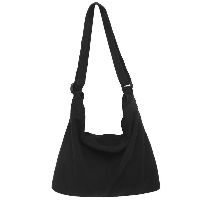 Student Canvas Messenger Bag Männer Frauen Umhängetasche Campus Einfarbig Umhängetasche schwarz
