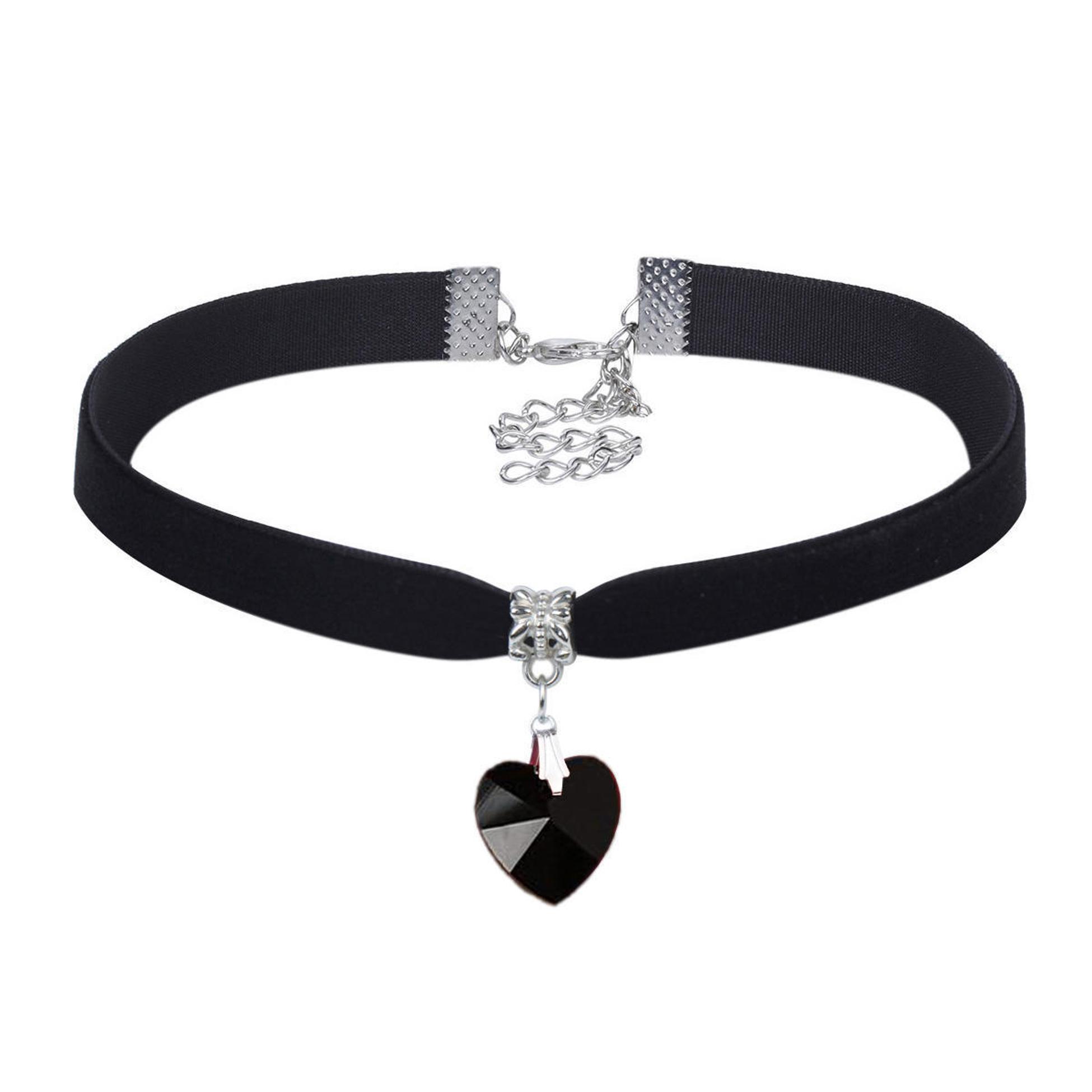 Trendige Choker-Halskette aus Samt, Punk-Retro-Gothic-Halskette für Damen schwarz