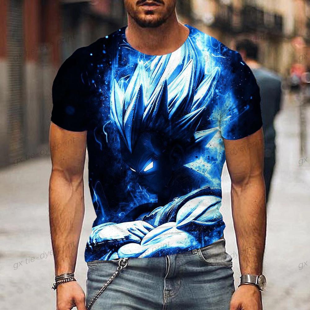 Bedrucktes T-Shirt Dragon Ball Z Tops Vegeta Goku New Gym Übergroße Herren Streetwear Anime T-Shirt Valorant Kinderkleidung 2024 5XL blue