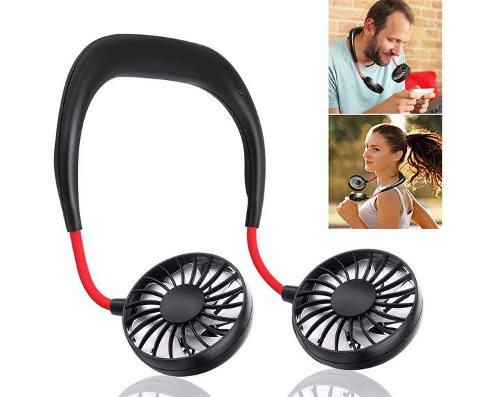 Persönlicher Ventilator - AUCUNEARY - Mini-Ventilator - USB-wiederaufladbar - Kopfhörer-Design - Schwarz schwarz