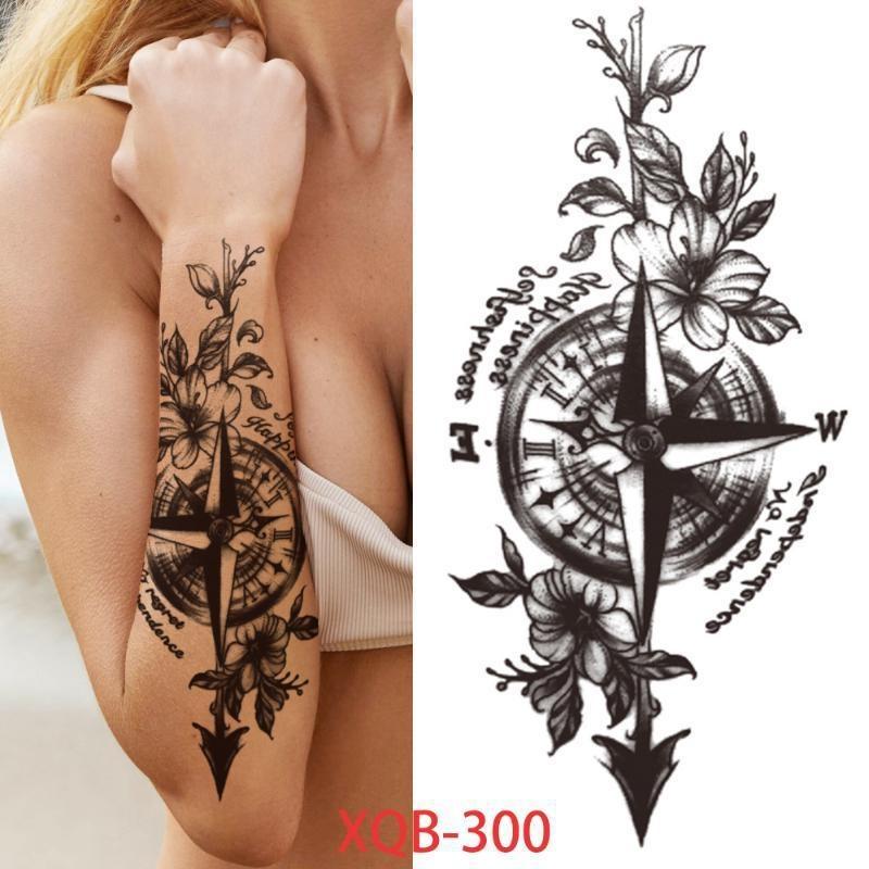 Neue 210*114mm traum catcher gefälschte temporäre tattoo rentiyis frauen schwarz henna lotus tattoo wolf kompass feder tattoo körper arm brust aufkleber XQB-300