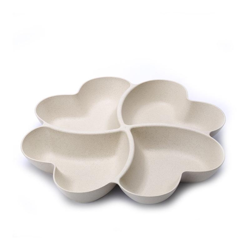 Herzförmige Obstplatte, kreative Teller, Aufbewahrungsbox, getrocknete Früchte, Snack-Teller, geteilter Süßigkeiten-Dessertteller-Behälter 23cm beige