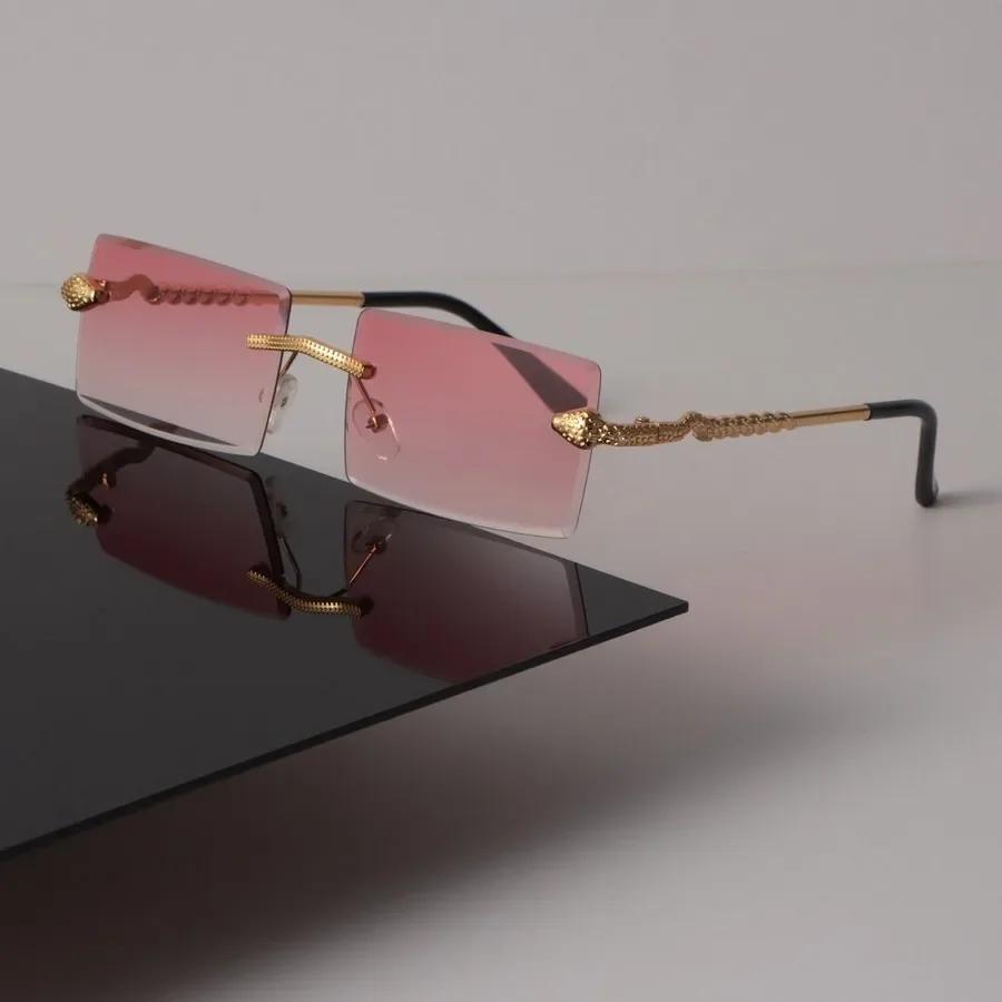 Luxus Quadratische Sonnenbrille Damen Herren Cool Marke Designer Spiegel Sonnenbrille Weiblich Männlich Randlos