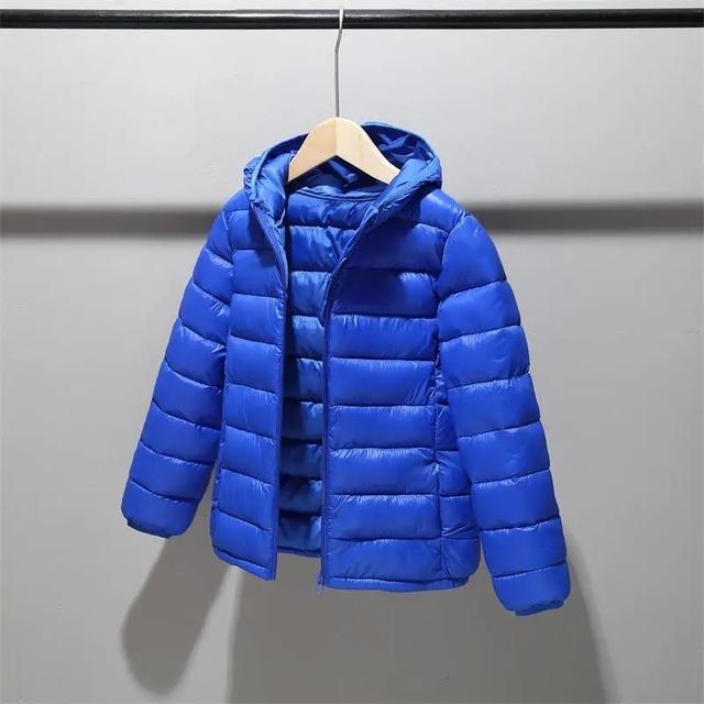 Kinder 2–12 Jahre alt, Daunen-Baumwolljacke, Kleidung für Jungen und Mädchen, mit Baumwolle gepolsterte Kleidung für Kinder, warme Daunenmäntel 6-7 blau