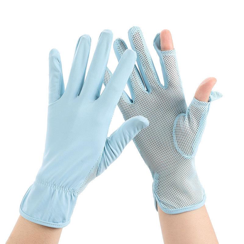 Sonnenschutzhandschuhe für Sommerfahrten für Damen, zum Reiten, Straßenbahnfahren, Anti-Ultraviolett, Touchscreen, Sport, Schnelltrocknend, Eisseidenhandschuhe One size white