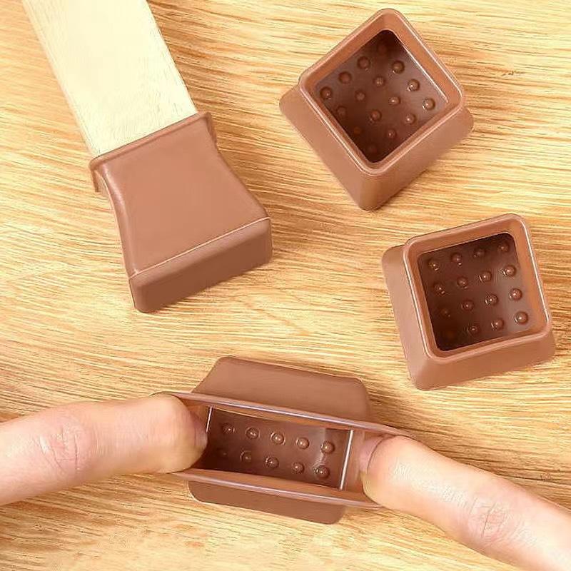 4PCs Möbel Tisch Stuhl Bein Füße Kappe Abdeckung Schutz Füße Pads Nicht-slip Tisch Stuhl Bein Kappen Fuß schutz Abdeckung Square(4PCS) braun