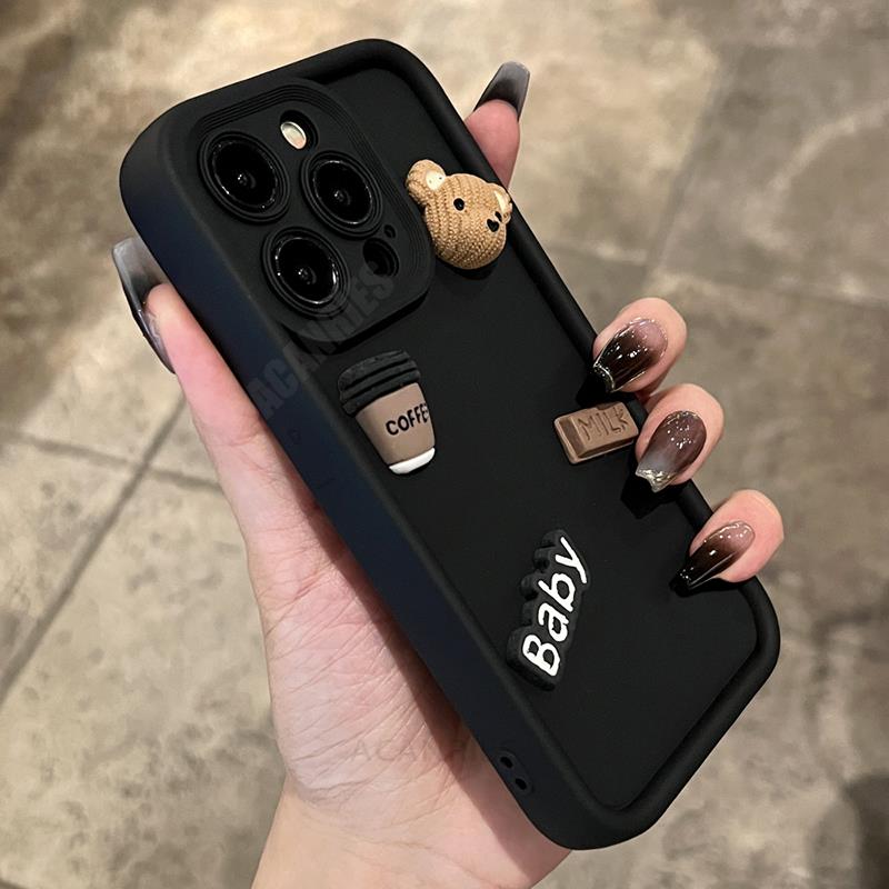 S 21 22 23 24 Süße 3D Bär Cartoon Silikonhülle für Samsung Galaxy S21 S22 S23 Fe S24 Plus Ultraweiche matte Hülle S23fe S20fe S21 Fe