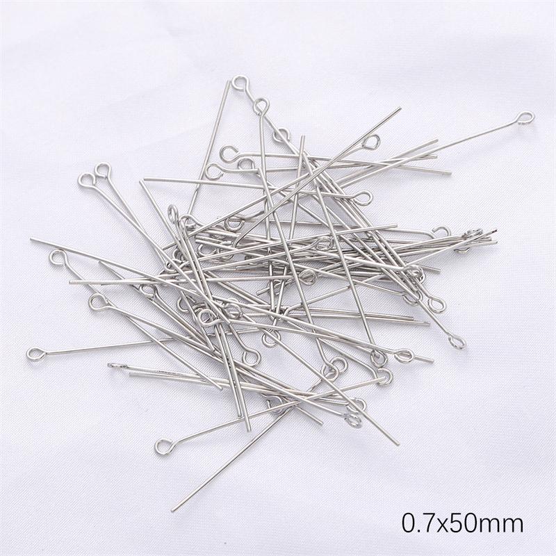 50 Stücke Kupfer T-förmige Nadel 9-förmige Kugelförmige Nadel Für DIY Halskette Armband Ohrringe Schmuck Machen Handwerk Zubehör 0.7x50m römische silber