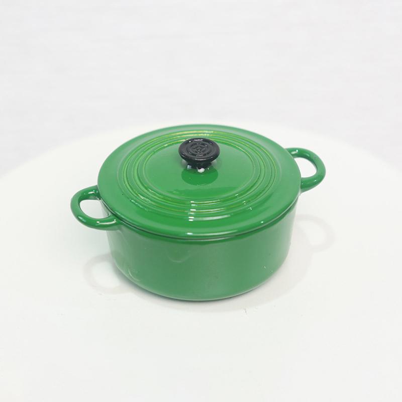 Puppenhaus Miniatur Topf Kocher Pfanne mit Deckel Kessel Mini Küchenutensil Kochgeschirr Spielküche Perfektes Spielzeug Puppenhaus Zubehör grün
