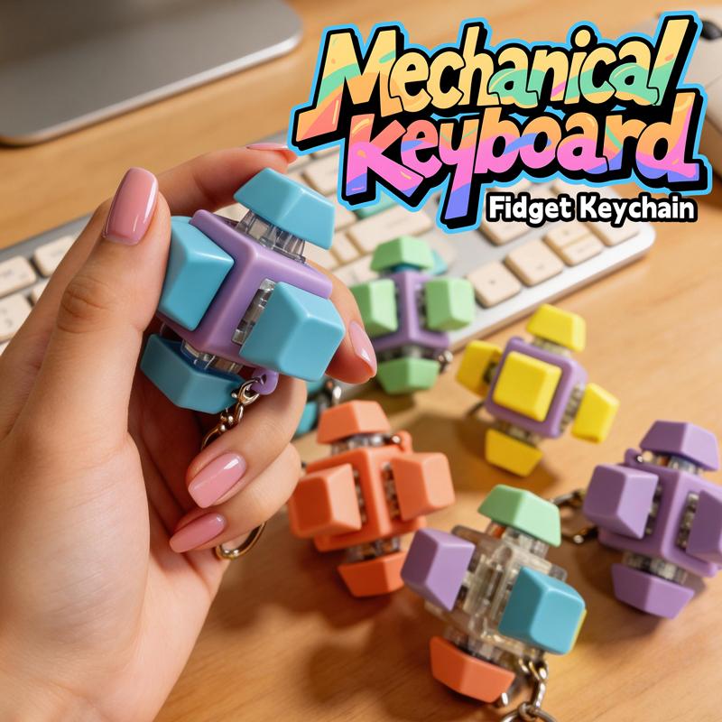 Lustige Sechs-Tasten-Tastatur Fidget Spielzeug Clicker-Tastatur Fidget Schlüsselanhänger Knopf Fidget Geschenke Für Erwachsene Zum Stressabbau Schlüsselanhänger