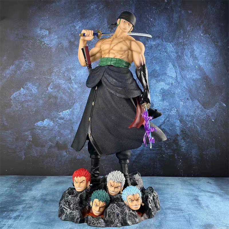 One Piece Zoro ris riam Anime-Figur Statue Kampfhaltung Schwert ziehen 19,68 Zoll/50 cm Beweglich PVC Modell Spielzeug Perfekte Geschenke With box