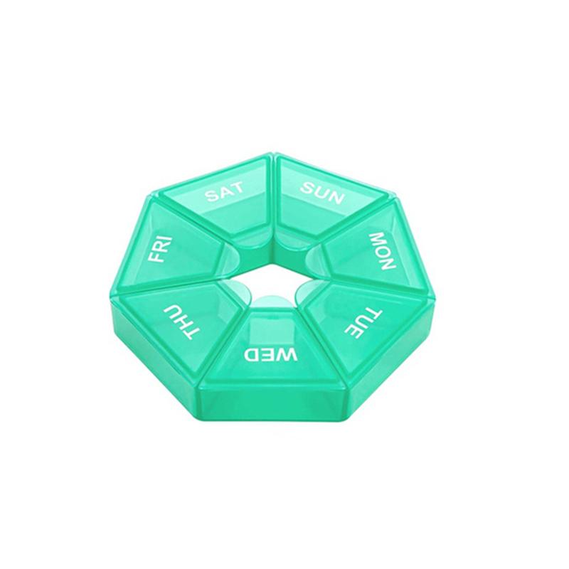 1Pcs Pille Fall Kunststoff 7 Tage Tablet Candy Box Tragbare Lagerung Tablet Halter Reise Veranstalter Pille Dispenser Container armee grüne