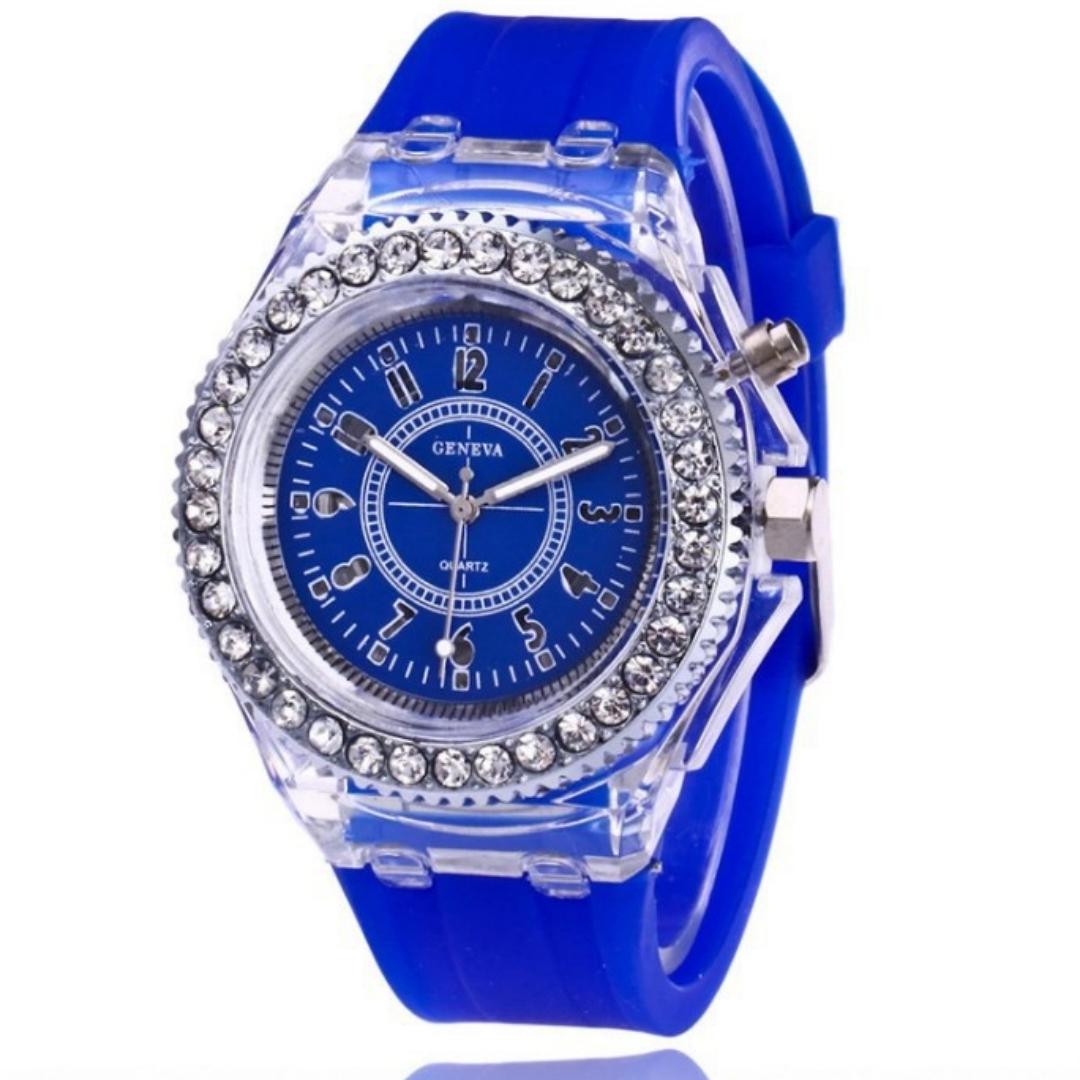 Mode Strass LED Leuchtende Uhr für Frauen Outdoor Sport Digital Frau Wirstwatch Uhr 24.8*0.31cm blau