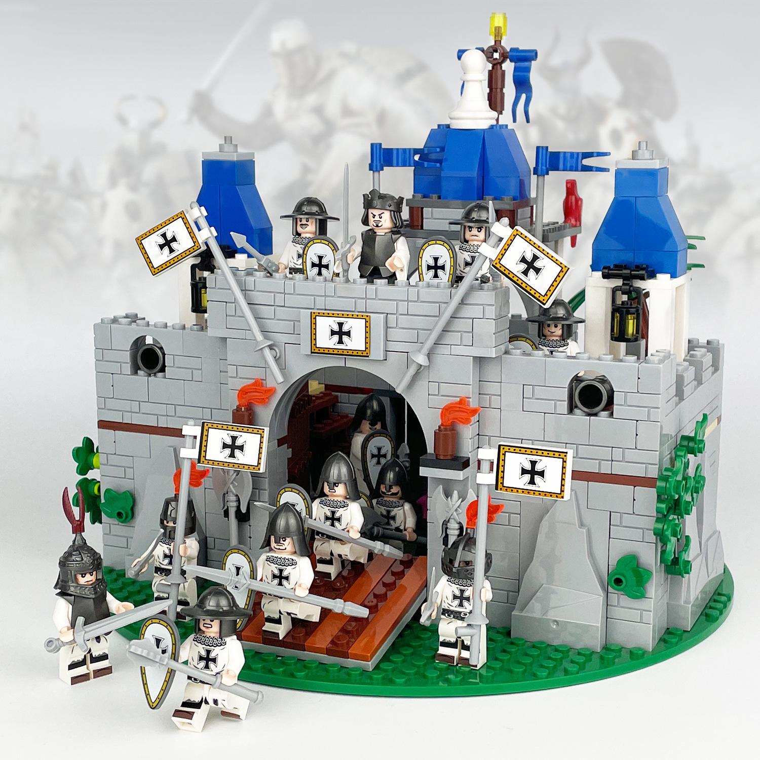 MOC Mittelalterliche Ritter Burg Szene Bausteine Kinderspielzeug