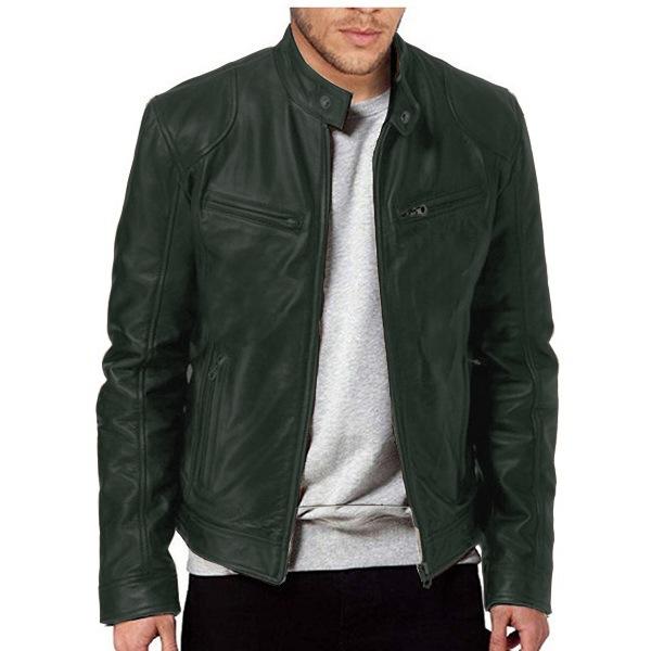 1 Stück Herren Lederjacke für Herren Jugend Stehkragen Punk Lederjacke für Herren Biker 4XL