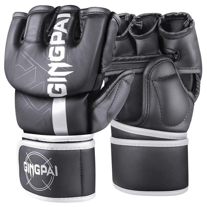 Boxhandschuhe Sparringshandschuhe Herren Damen Training Professionelle Qualität Mma Halbfinger Kampf Boxhandschuhe Sanda Freikampf M gray