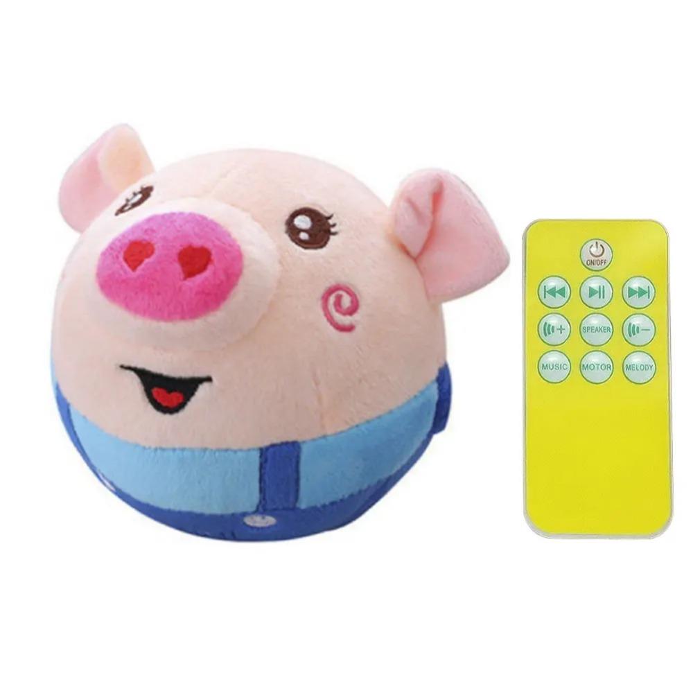 USB-wiederaufladbares elektronisches Haustier-Hundespielzeug Musik Vibration Hundekauen Bewegliches Plüschtier Kinderspielzeug Smiling Blue Pig
