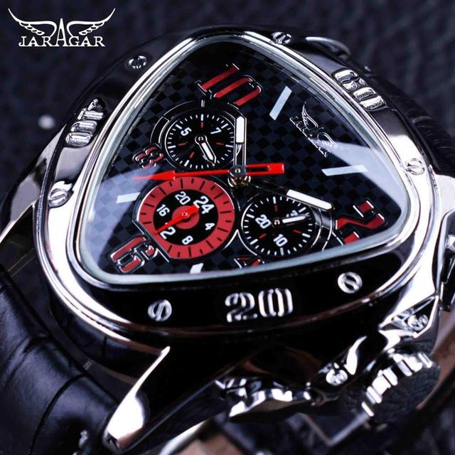 Jaragar Herren-Automatikuhr mit Sechs-Zeiger-Dreieck, mechanische Top-Uhr, persönliche Rennuhr, leuchtende wasserdichte Uhr gray