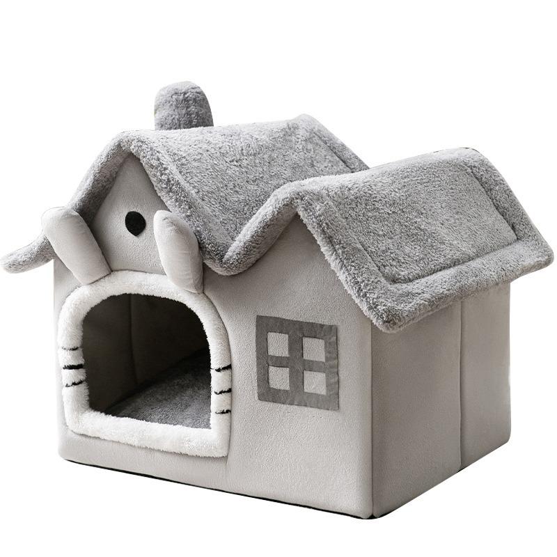 Warmes Haus für Katzen und Hunde, Höhlenbetten für Katzen im Innenbereich, gemütliche Iglu-Nest-Zwinger aus Wolle, S/M/L M