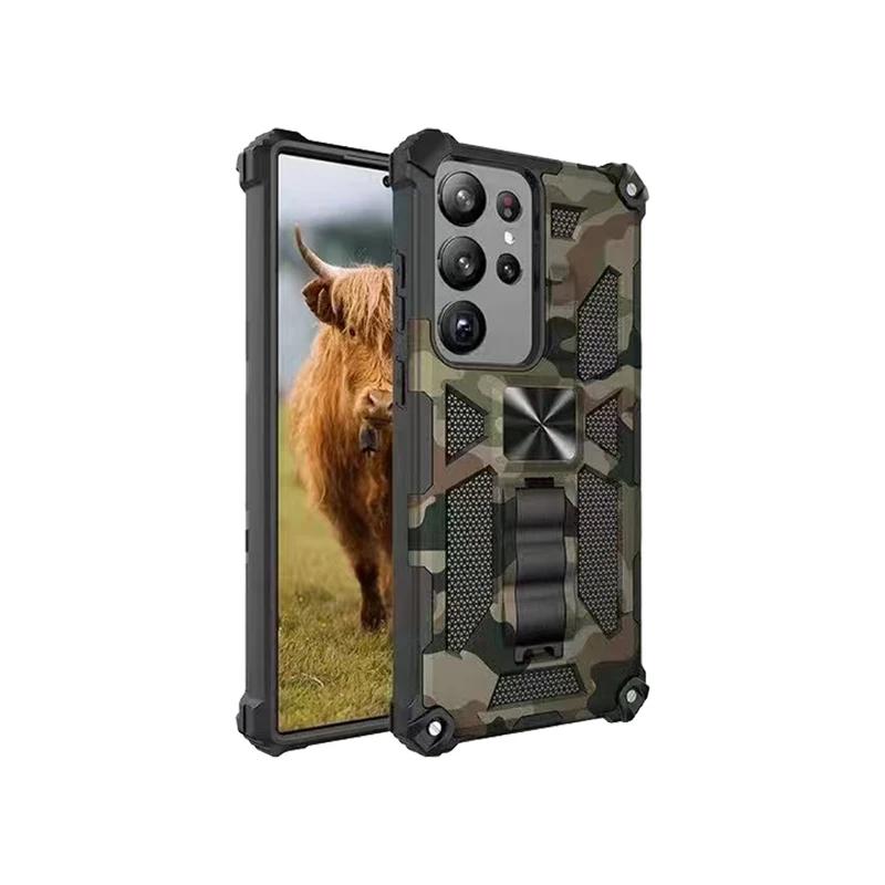 Militär Camouflage Stoßfest für Samsung Galaxy S23 S24 FE S21 S25 ULTRA A56 A36 A26 A16 A06 Versteckter Ständer Handyhülle For Samsung S21 FE