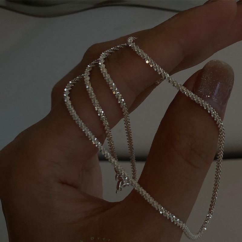 Silberne Halsband-Halskette, silberfarbene Kette, Schmuck-Halskette für Frauen 60cm silber