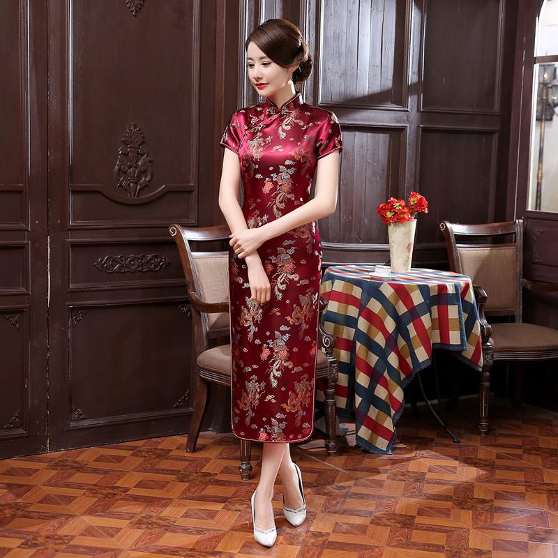Retro Drachen & Phönix Brokat Cheongsam: Schlankmachendes Übergrößen Chinesisches Abendkleid für Damen 6XL