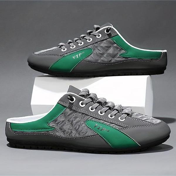 Herren Hausschuhe Sommer Casual Slip-On Pantoletten Leichte Atmungsaktive Wanderschuhe Faule Bequeme Slip-On Halbe Hausschuhe Flache Hausschuhe Lässige Hausschuhe 44 grün