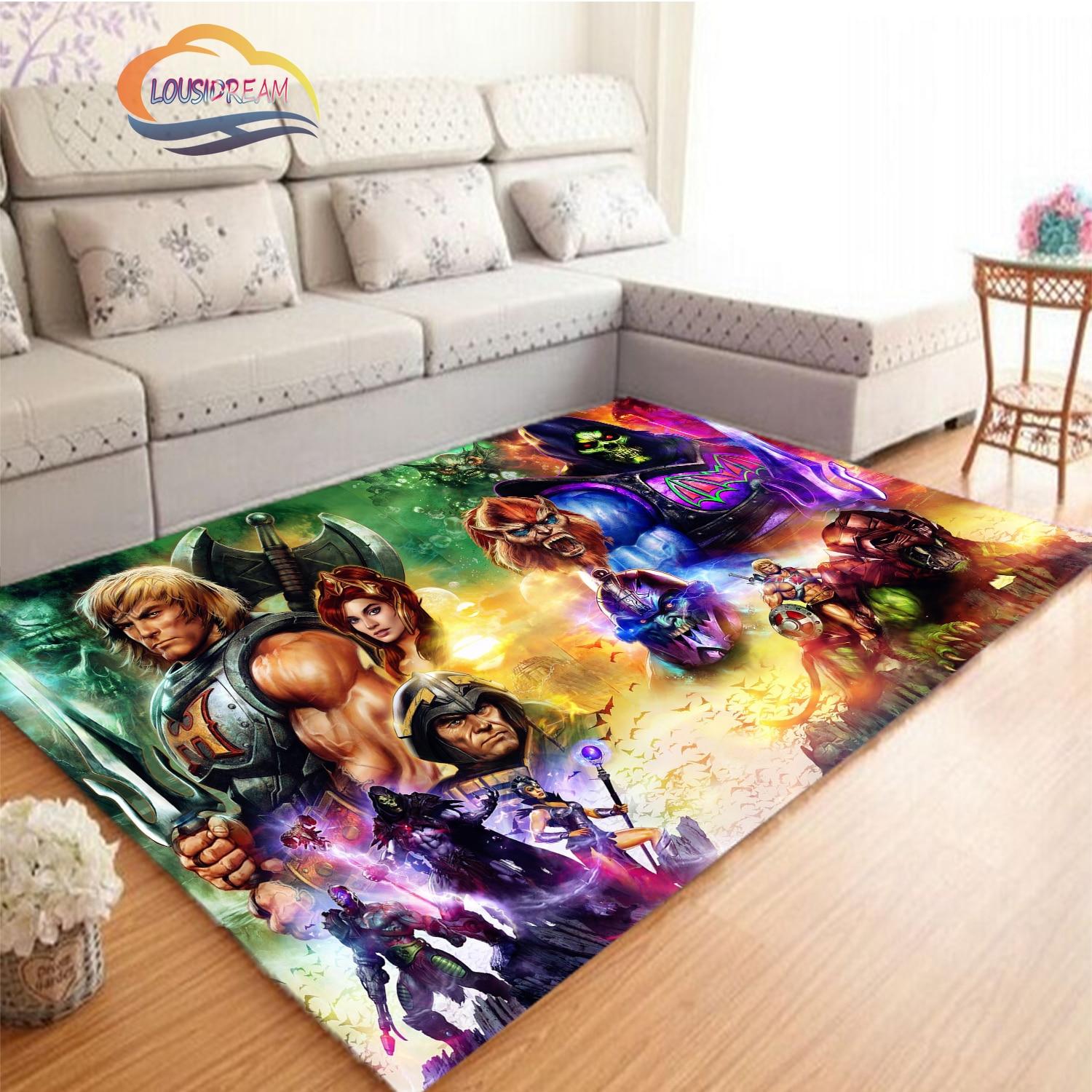 Cartoon-Meister des Universums, Teppich, 3D-Druck, He-Man, Plüsch-Teppich, rutschfester Teppich, weiche Spielmatte, Bettbereich, Wohnzimmer-Dekoration 120cm x 160cm