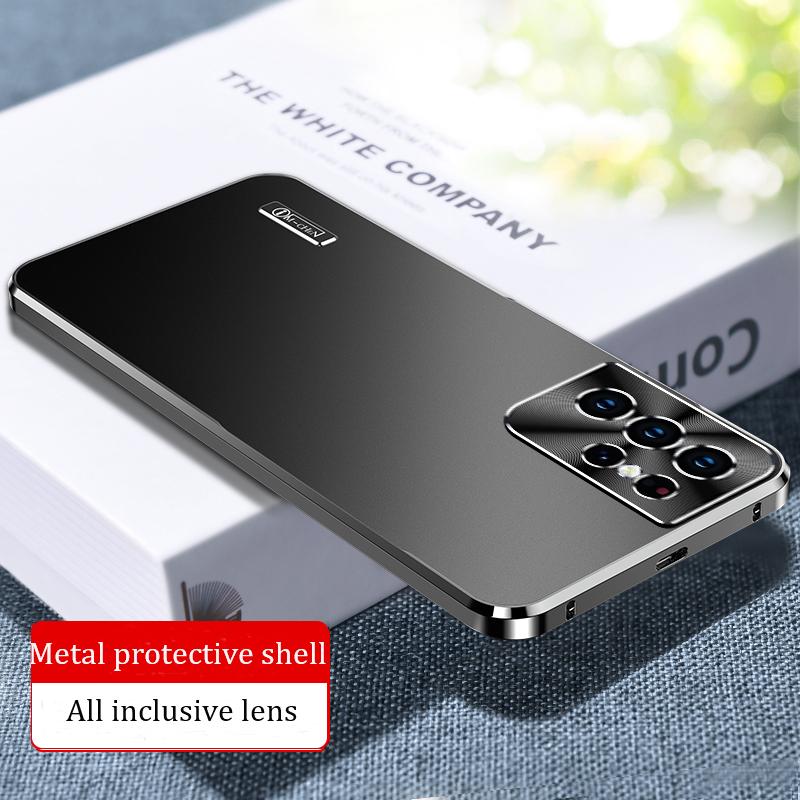 Luxuriöse magnetische Metallhülle für Samsung Galaxy S26 S25 S24 S23 S22 S21 Ultra Plus Hülle Vollständiger Objektivschutz Aluminiumlegierung Handyhülle For Samsung S22 schwarz