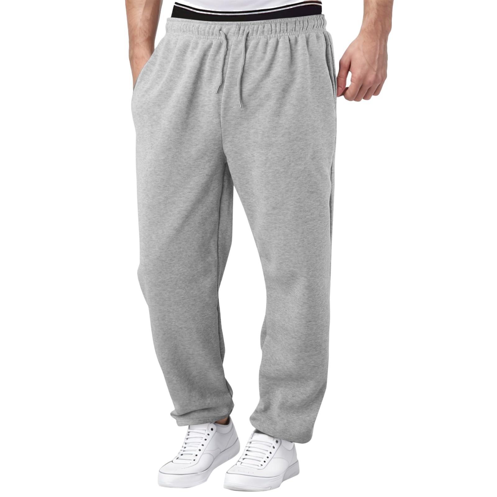 Männer Winter Jogginghose Einfarbig Casual Hosen männer Fleece Jogginghose Breite Bein Gerade Hosen XXL