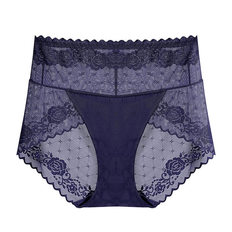 12 farbe Hohe Taille Frauen Höschen Sexy Spitze Sterne Briefs Sommer Ultra Dünne Mesh Atmungsaktive Dessous Weibliche Nahtlose Dessous XL blau