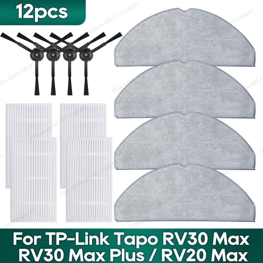 Kompatibel für TP-Link Tapo RV30 Max Plus/ RV30 Max/ RV20 Max Plus / RV20 Max Zubehör Hepa-Filter Mopp Seitenbürste Teile