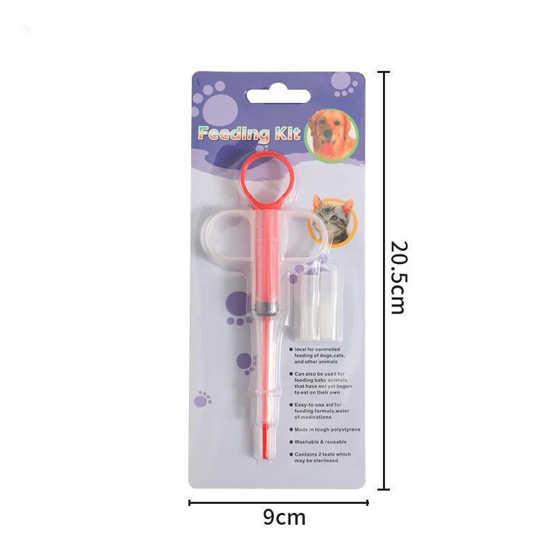 Applikator für Haustierpillen, Katzen, Hunde, Spritze, Medikamenten-Futterspender, Insektenschutzmittel, kann Pillen für Katzen und Hunde anklemmen, Wasser-Futterspender für Haustiere rot