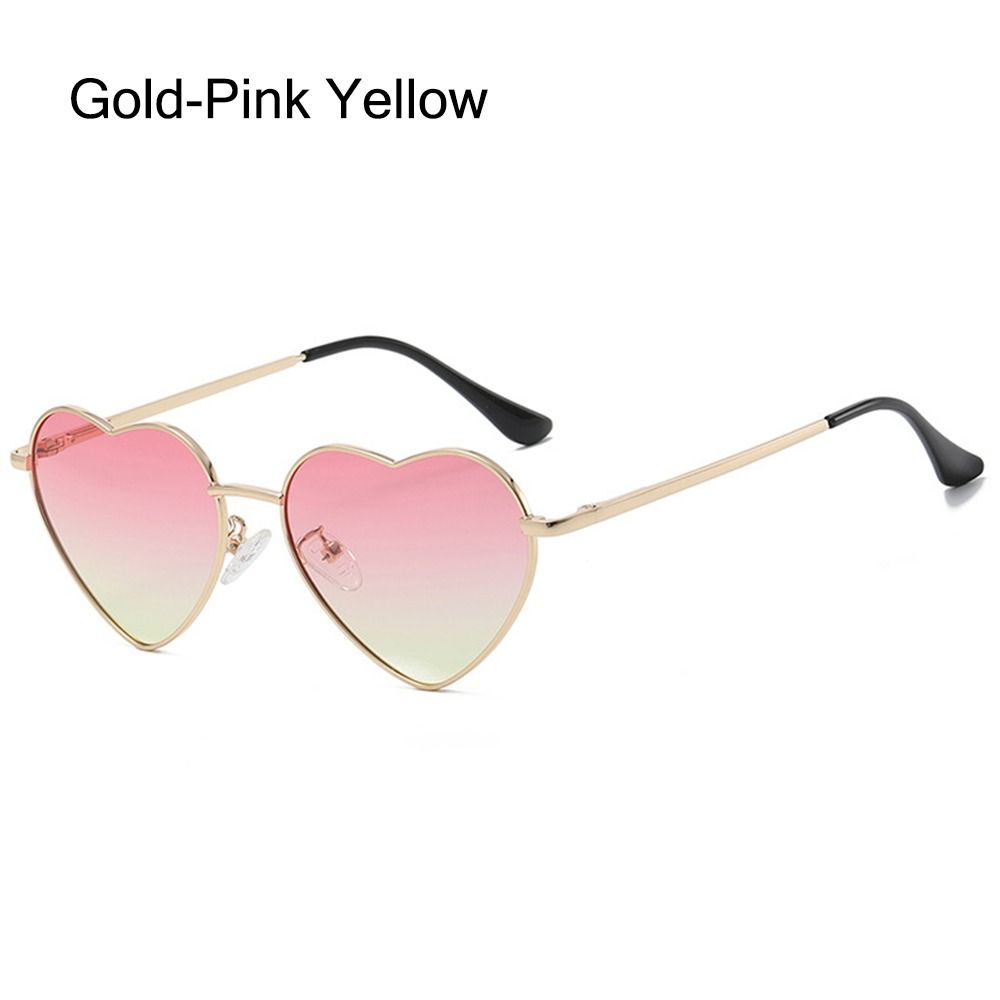 Vintage Metallrahmen Ausgefallene Accessoires Herz Sonnenbrille 90er Jahre Brille Herzförmige Sonnenbrille Shades Gold-Pink Yellow