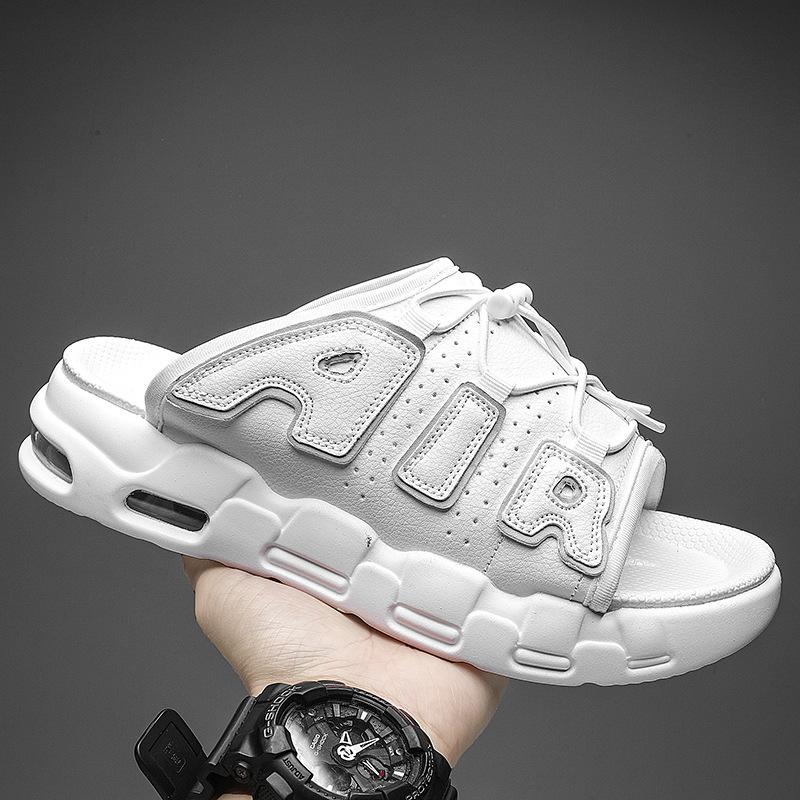 Mode Luxus Herren Hausschuhe Mode Casual Sport Hausschuhe Air Kissen Dicke Sohle Hausschuhe für Männer Sommer Strand Sandalen Designer Slides 42 weiß