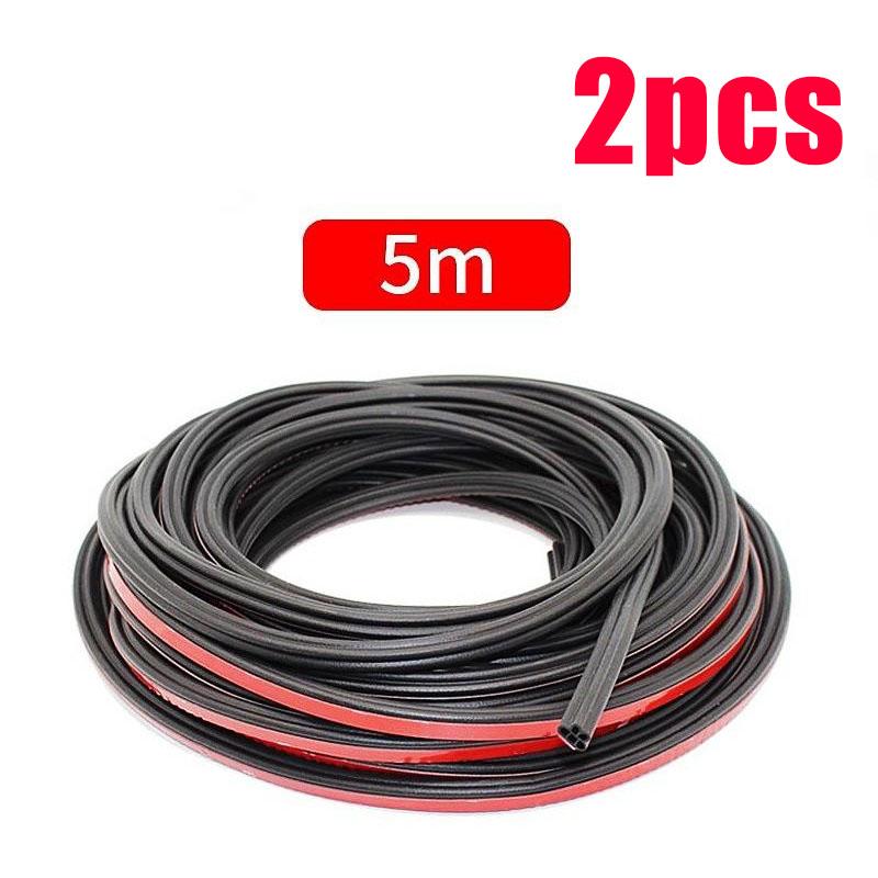 5 m Autotür-Gummidichtungsstreifen, Autotürdichtungen, Zubehör, doppellagiger Schutz, Autodichtung, Dichtungsstreifen, Auto-Innenraum-Zubehör 2pcs schwarz