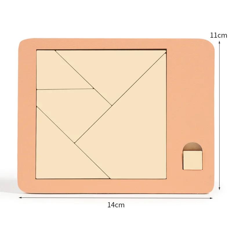Hölzernes Tangram-Brett-Puzzlespiel, Montessori-Form-Puzzle, Sortierspiele, Spielzeug, buntes Tangram, pädagogisches Muster-Spielzeug für Kinder