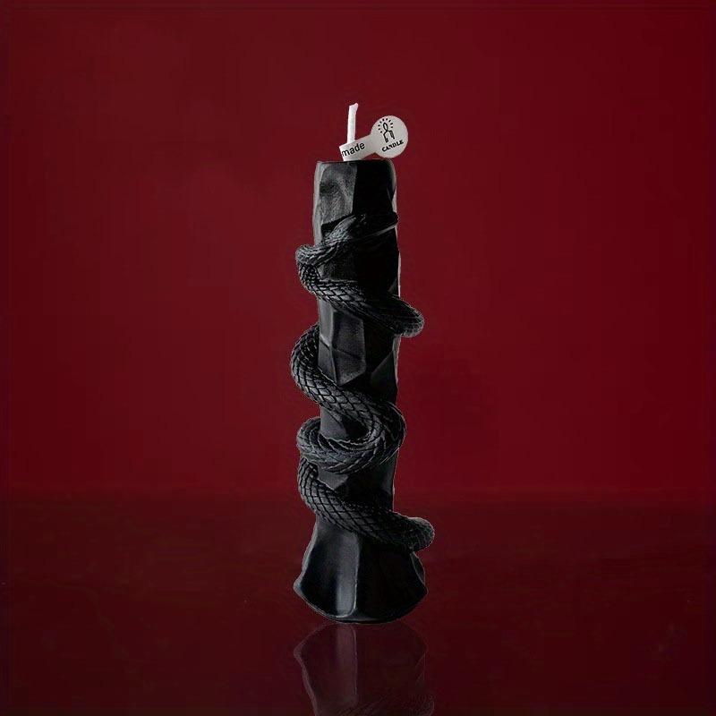 Spirituelle Schlange um Säule gewickelt Duftkerze Feierliche Kerze Dekorationskerze Heimdekoration Kerze 1Pcs schwarz