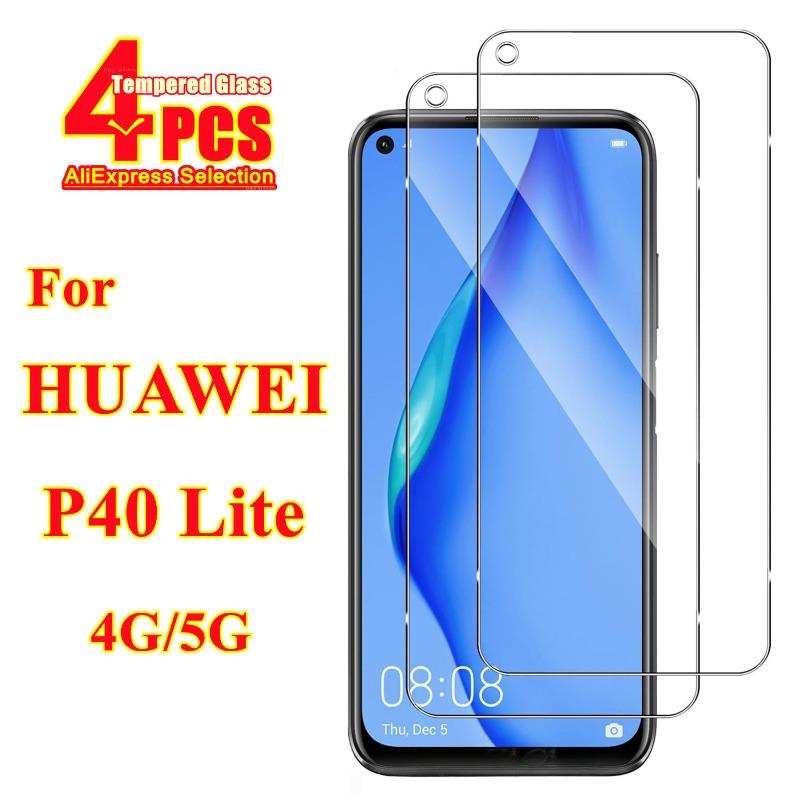 4 Stück Für Huawei P40 Lite (4G und 5G)  hochauflösende gehärtete Folie HD + hochwertige Displayschutzfolie aus gehärtetem Glas Huawei P40 Lite reinfarbig