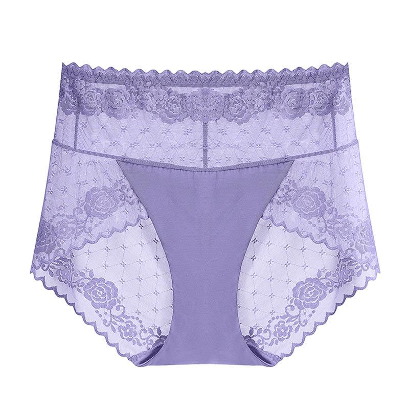 12 farbe Hohe Taille Frauen Höschen Sexy Spitze Sterne Briefs Sommer Ultra Dünne Mesh Atmungsaktive Dessous Weibliche Nahtlose Dessous L violett