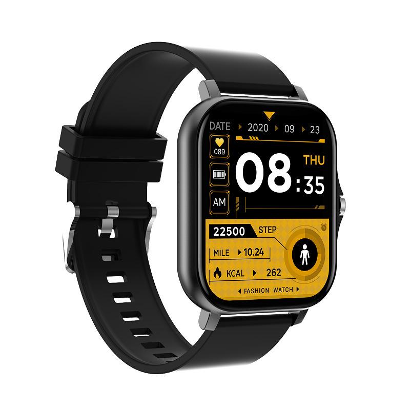 Neue Smartwatch Armband Schrittzähler Herzfrequenzüberwachung Bluetooth Anruf 1,69 Zoll Touchscreen Smartwatch Für Frauen Männer Uhr Silicone schwarz