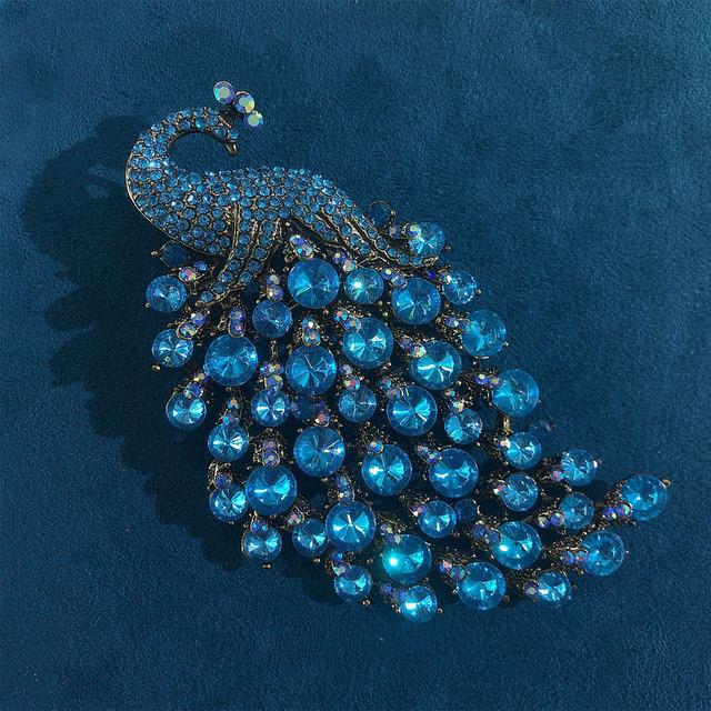 Vintage Kristall Große Brosche Damen Mantel Accessoires Mantel Phönix Anstecknadel Tier Western-Accessoires blau