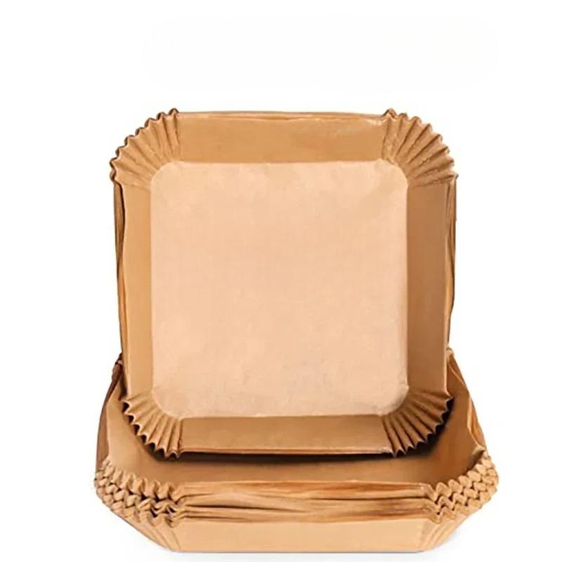 300 Stück Backpapier für die Heißluftfritteuse in der Küche zu Hause, Grillblech, runde Ofenmatte, öldichte Einwegpapierbeschichtung square-50pcs