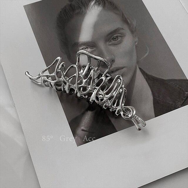 Neue Frauen Elegante Silber Hohl Geometrische Metall Haar Klaue Vintage Haar Clips Stirnband Haarnadel Haar Krabben Haar Zubehör