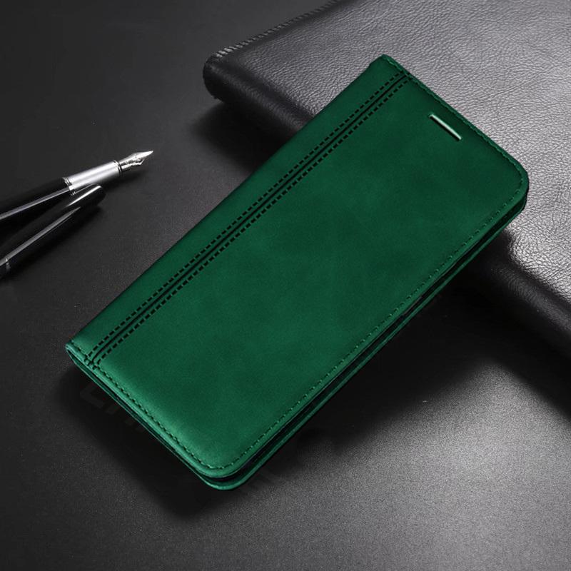 Magnetische Hülle für Samsung Galaxy A12 Hülle Mattes Leder Portemonnaie Flip Case Auf für Samsung A12 5G Handyhüllen für Samsung A 12 Hülle Fundas Coque Samsung Galaxy A12 5G grün