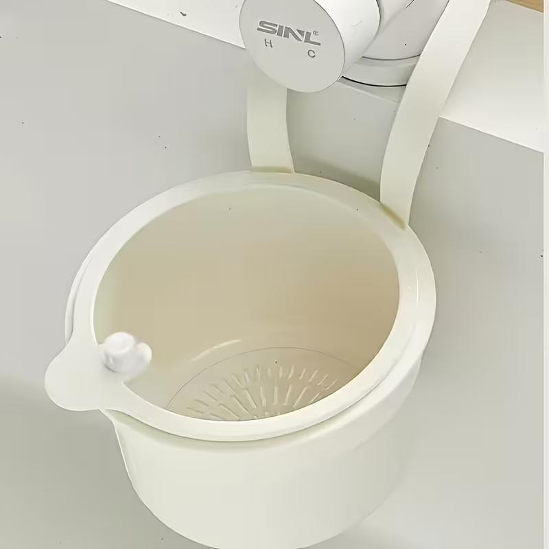 Multifunktionales Hänge-Spülbecken-Sieb Essensreste-Abtropfkorb Obst- und Gemüse-Waschkorb Hängendes Abtropfgestell Küchenzubehör weiß