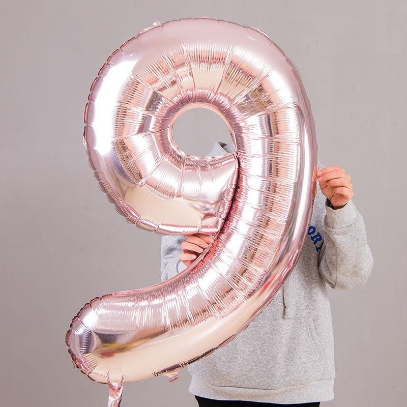 32 Zoll Riesen Roségold Geburtstag Helium Folie Mylar Große Zahl Ballon Geburtstag Hochzeitsdekorationen KTB 9
